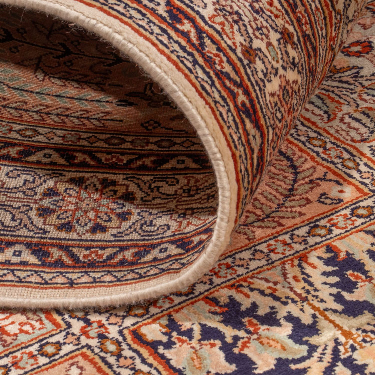 Runner Silk Rug - Kashmir Silk - 301 x 79 cm - dark beige