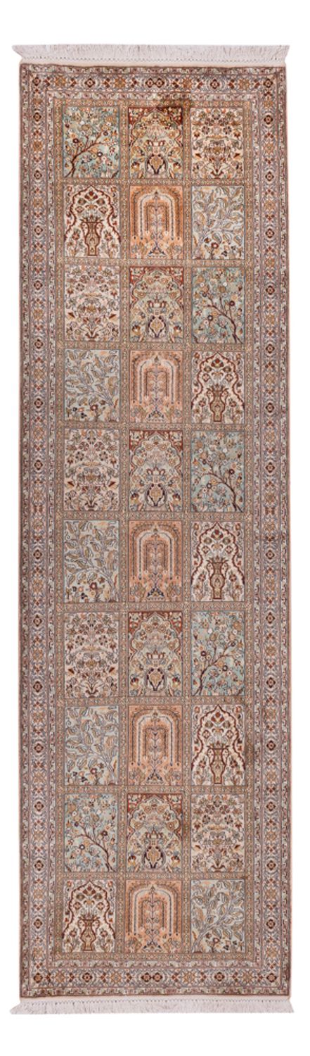 Runner Silk Rug - Kashmir Silk - 287 x 80 cm - dark beige