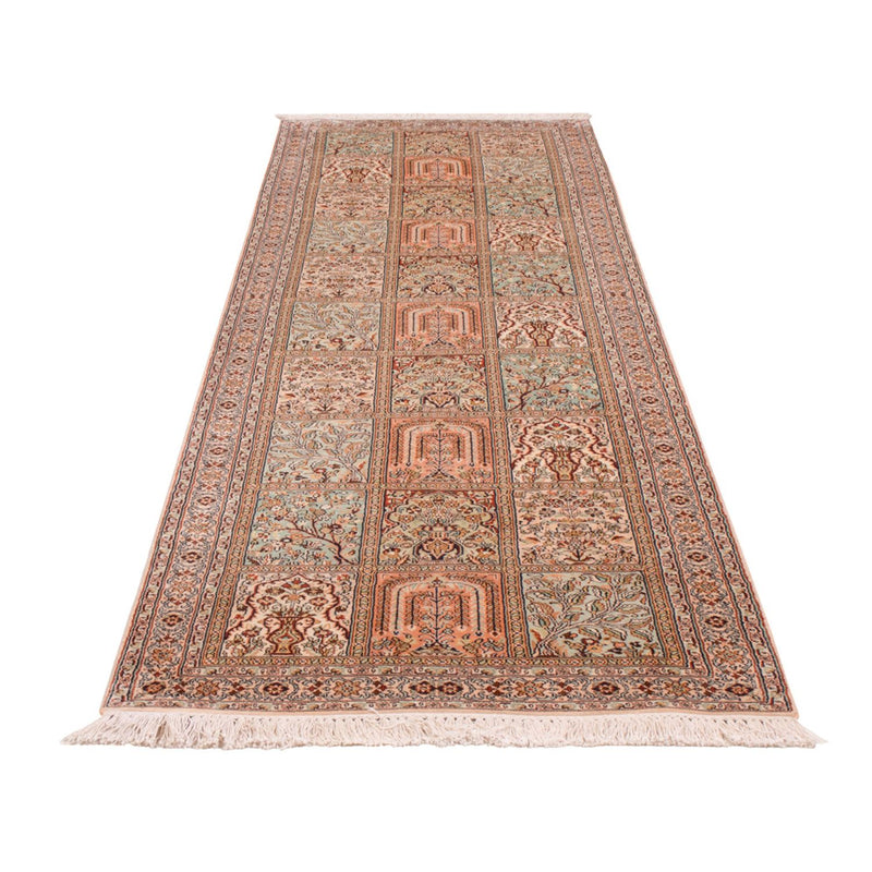 Runner Silk Rug - Kashmir Silk - 287 x 80 cm - dark beige