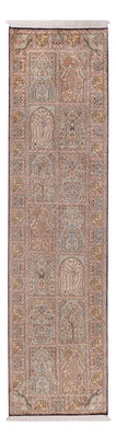 Runner Silk Rug - Kashmir Silk - 296 x 77 cm - dark beige