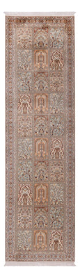 Runner Silk Rug - Kashmir Silk - 303 x 81 cm - dark beige