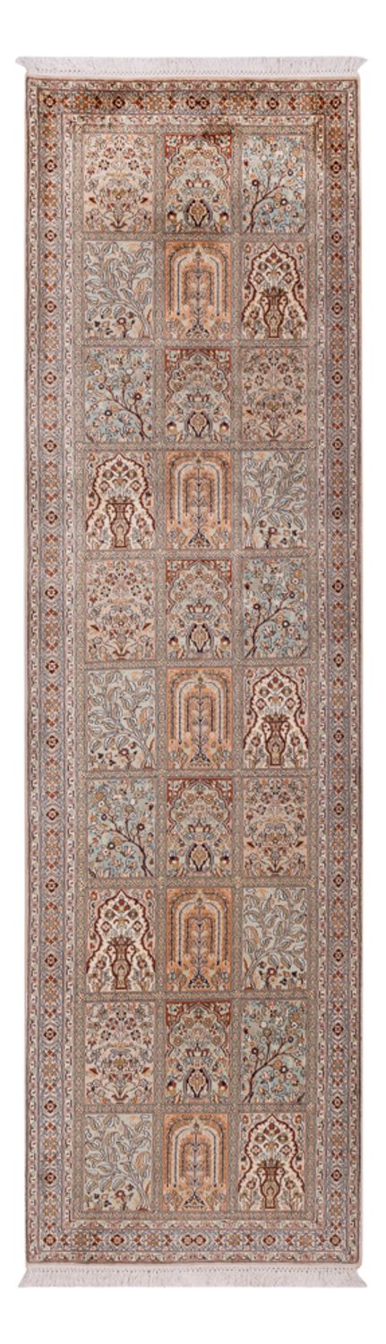 Runner Silk Rug - Kashmir Silk - 303 x 81 cm - dark beige