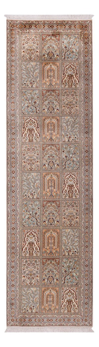 Runner Silk Rug - Kashmir Silk - 303 x 81 cm - dark beige