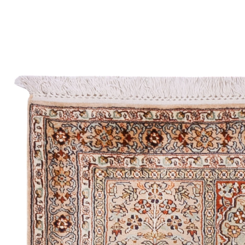 Runner Silk Rug - Kashmir Silk - 303 x 81 cm - dark beige