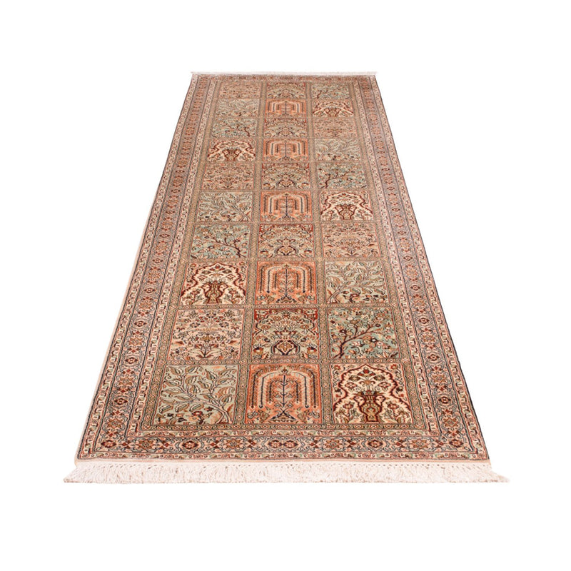 Runner Silk Rug - Kashmir Silk - 303 x 81 cm - dark beige