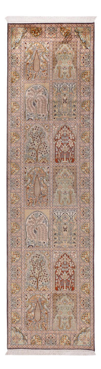 Runner Silk Rug - Kashmir Silk - 296 x 78 cm - dark beige