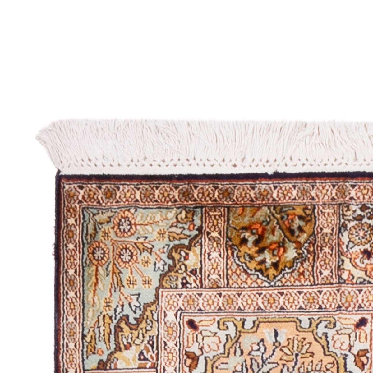 Runner Silk Rug - Kashmir Silk - 296 x 78 cm - dark beige