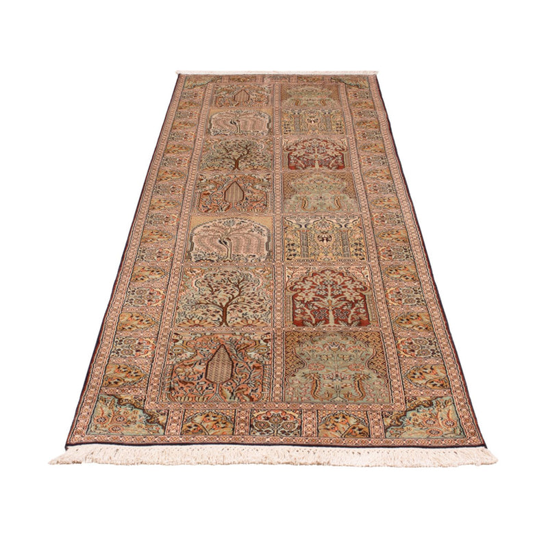 Runner Silk Rug - Kashmir Silk - 296 x 78 cm - dark beige