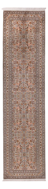 Runner Silk Rug - Kashmir Silk - 338 x 79 cm - dark beige