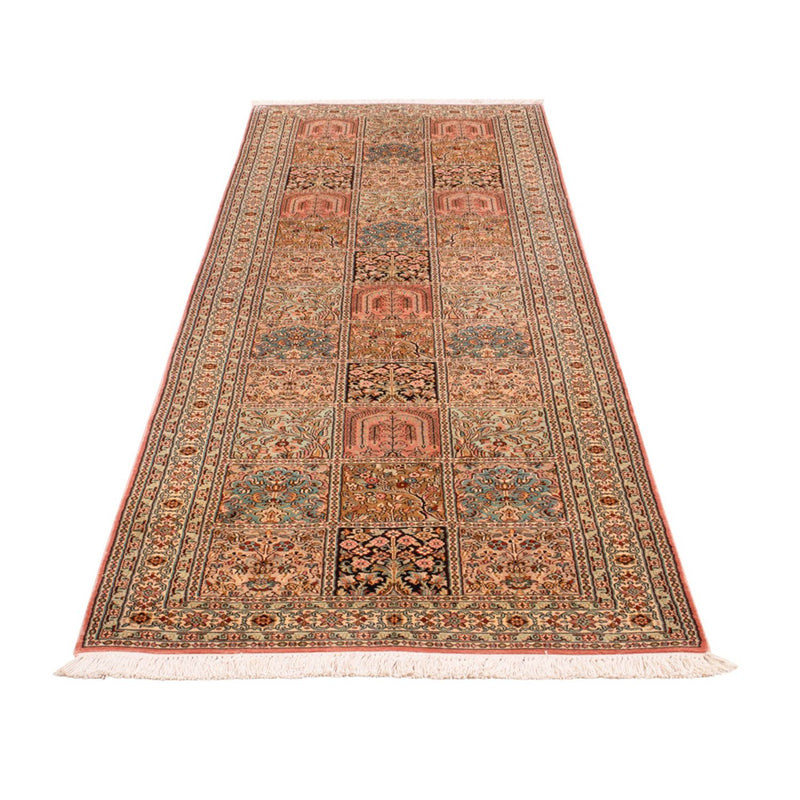 Runner Silk Rug - Kashmir Silk - 280 x 80 cm - dark beige