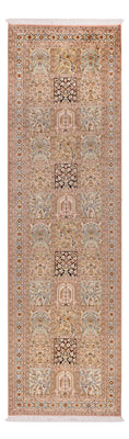 Runner Silk Rug - Kashmir Silk - 282 x 79 cm - dark beige