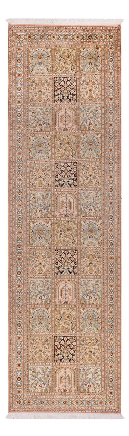 Runner Silk Rug - Kashmir Silk - 282 x 79 cm - dark beige