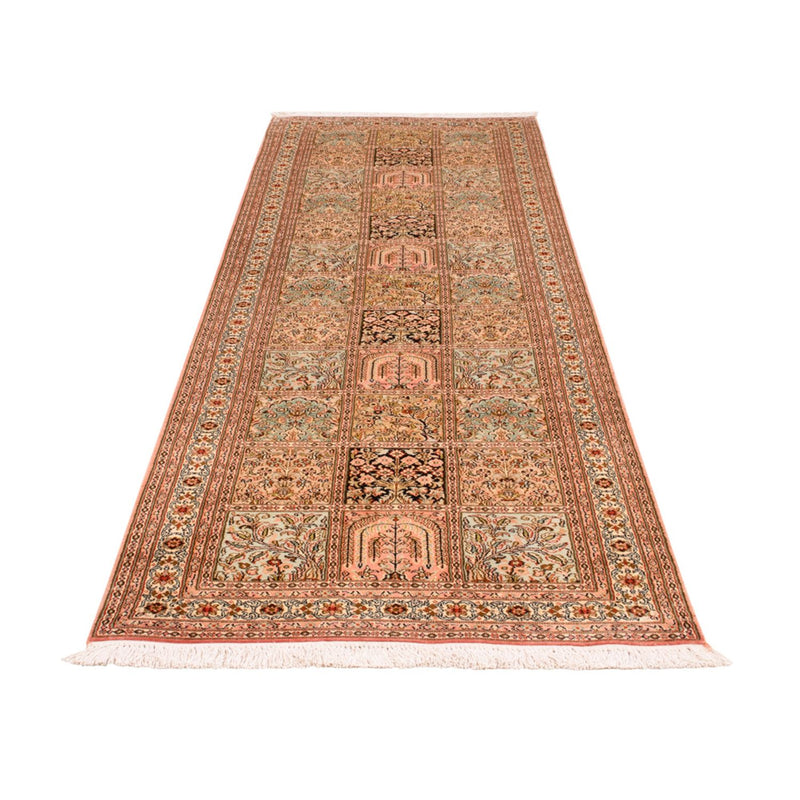 Runner Silk Rug - Kashmir Silk - 282 x 79 cm - dark beige