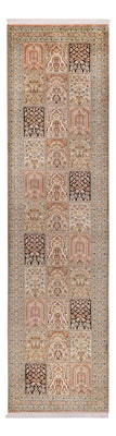 Runner Silk Rug - Kashmir Silk - 310 x 81 cm - dark beige