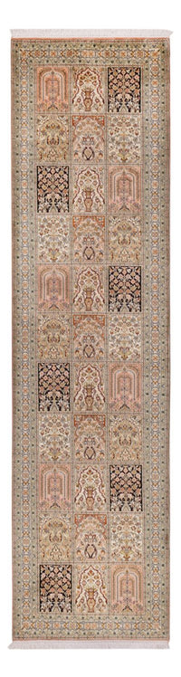 Runner Silk Rug - Kashmir Silk - 310 x 81 cm - dark beige