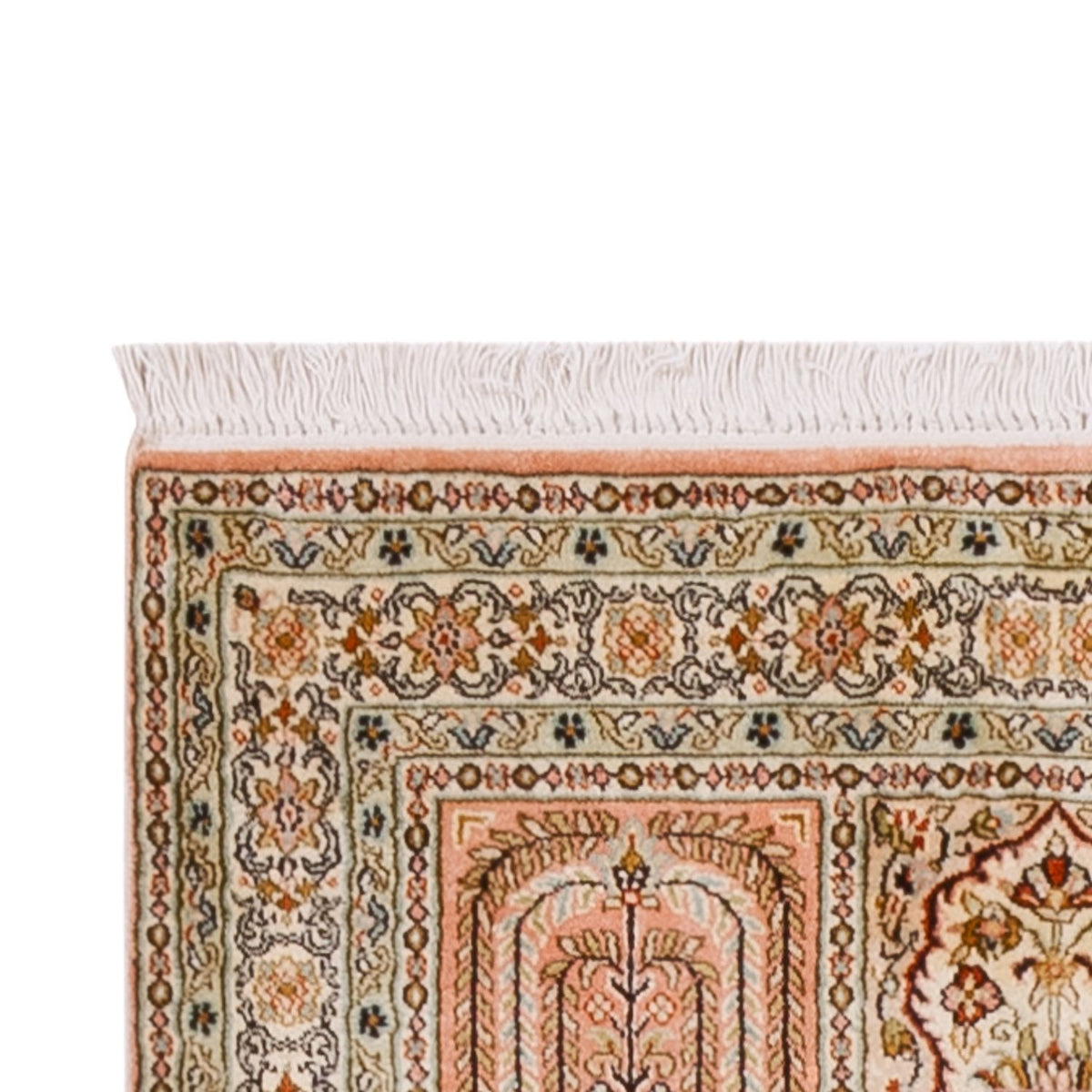 Runner Silk Rug - Kashmir Silk - 310 x 81 cm - dark beige