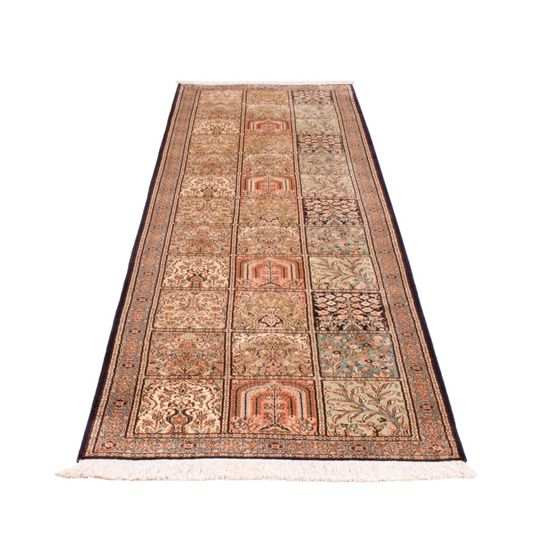 Runner Silk Rug - Kashmir Silk - 304 x 77 cm - dark beige