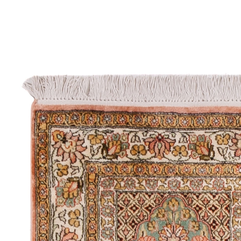 Runner Silk Rug - Kashmir Silk - 287 x 79 cm - dark beige