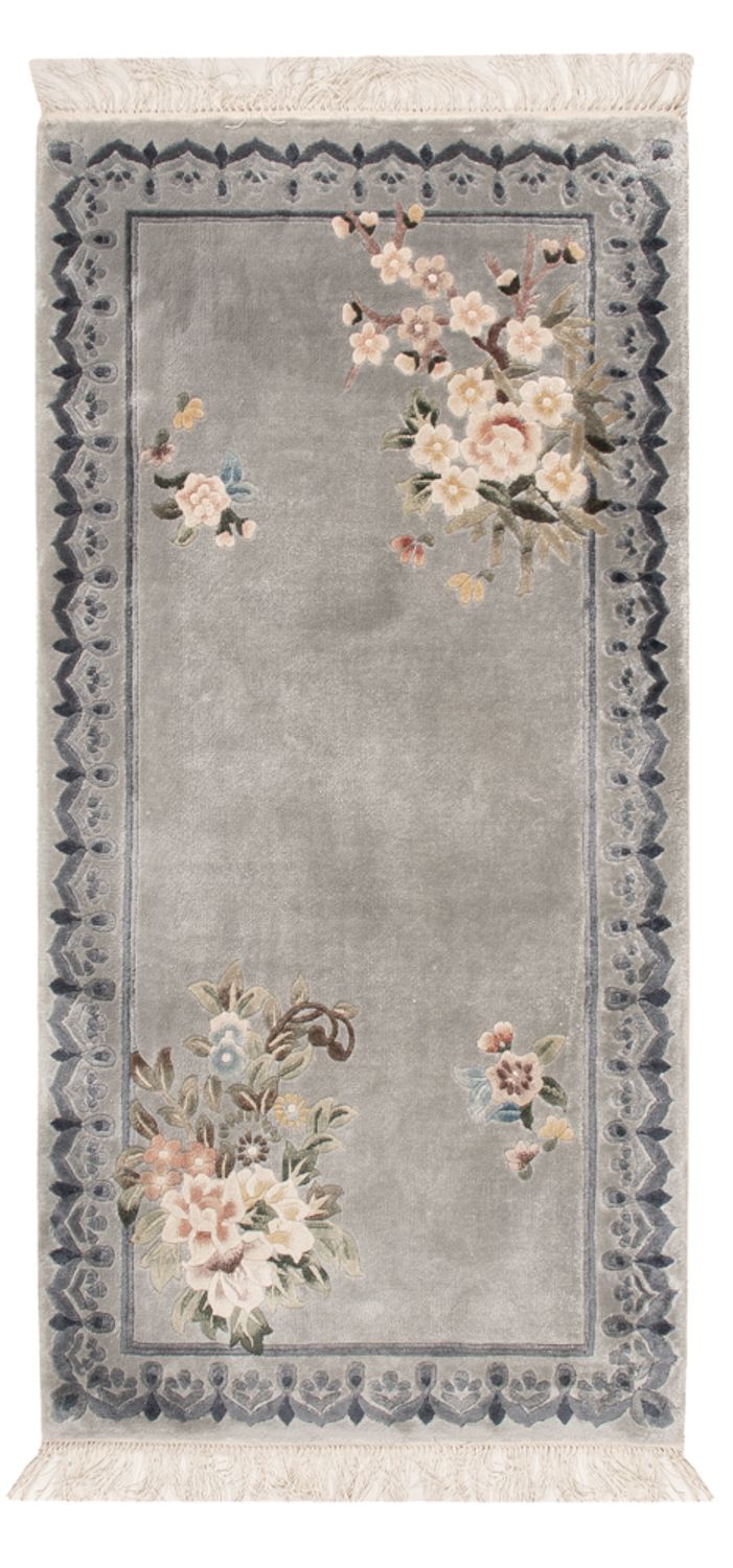Silk Rug - Chinese Silk - 124 x 60 cm - silver