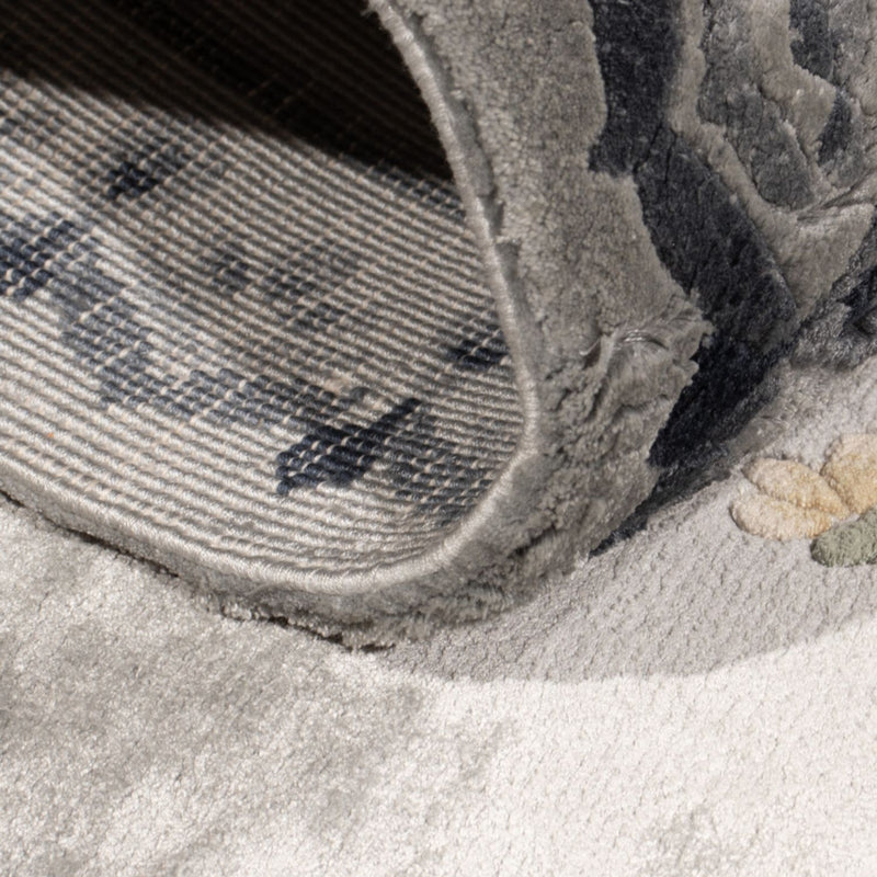 Silk Rug - Chinese Silk - 124 x 60 cm - silver