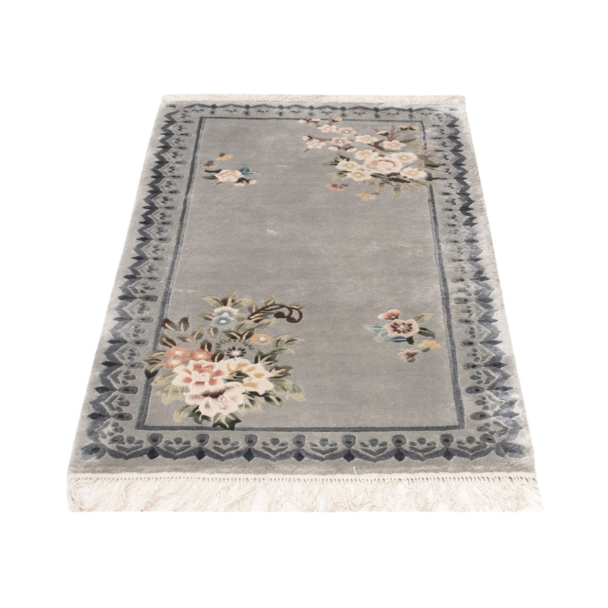 Silk Rug - Chinese Silk - 124 x 60 cm - silver