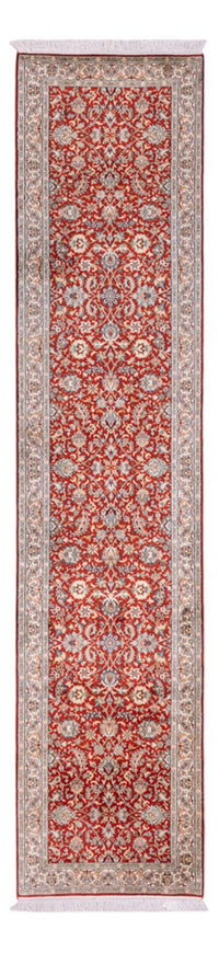 Runner Silk Rug - Kashmir Silk - 363 x 79 cm - red