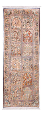 Runner Silk Rug - Kashmir Silk - 236 x 80 cm - dark beige