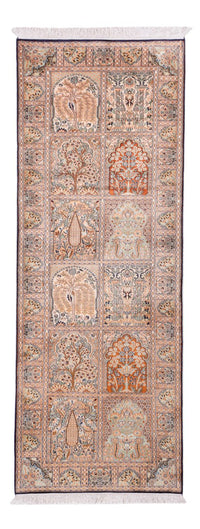 Runner Silk Rug - Kashmir Silk - 236 x 80 cm - dark beige