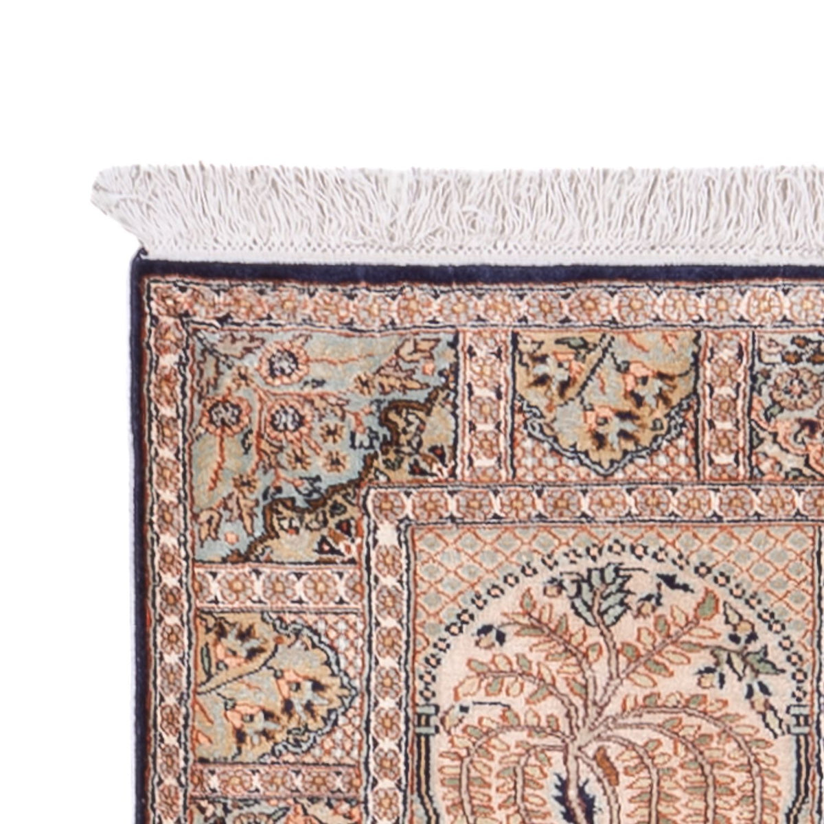 Runner Silk Rug - Kashmir Silk - 236 x 80 cm - dark beige