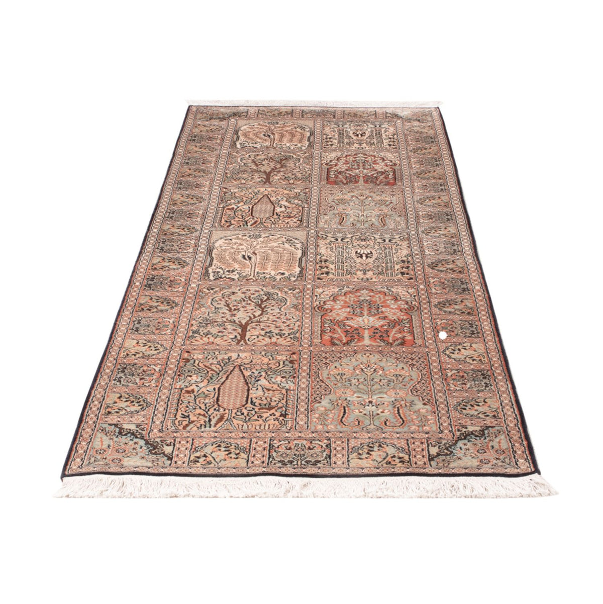 Runner Silk Rug - Kashmir Silk - 236 x 80 cm - dark beige