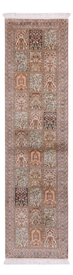 Runner Silk Rug - Kashmir Silk - 304 x 79 cm - dark beige
