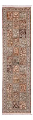 Runner Silk Rug - Kashmir Silk - 301 x 77 cm - dark beige