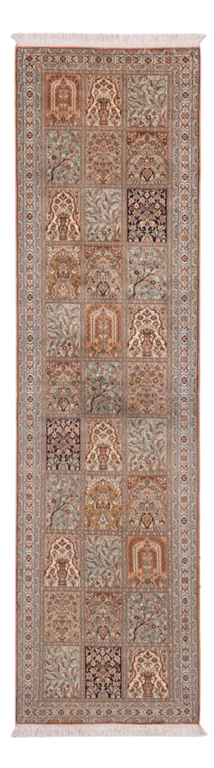 Runner Silk Rug - Kashmir Silk - 301 x 77 cm - dark beige