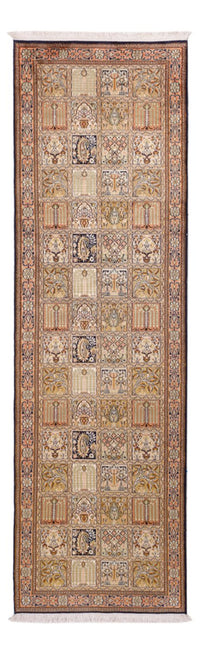 Runner Silk Rug - Kashmir Silk - 280 x 77 cm - dark beige