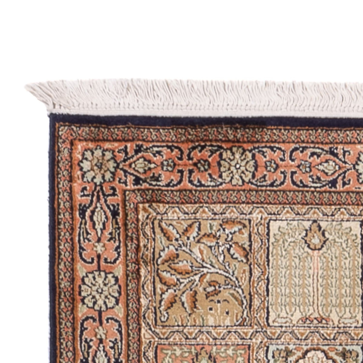 Runner Silk Rug - Kashmir Silk - 280 x 77 cm - dark beige