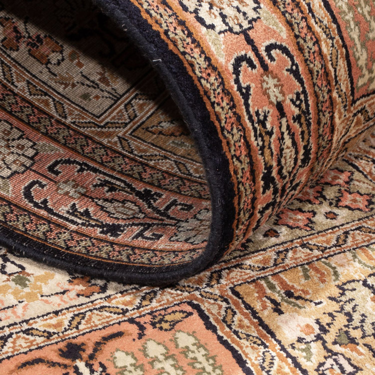 Runner Silk Rug - Kashmir Silk - 280 x 77 cm - dark beige