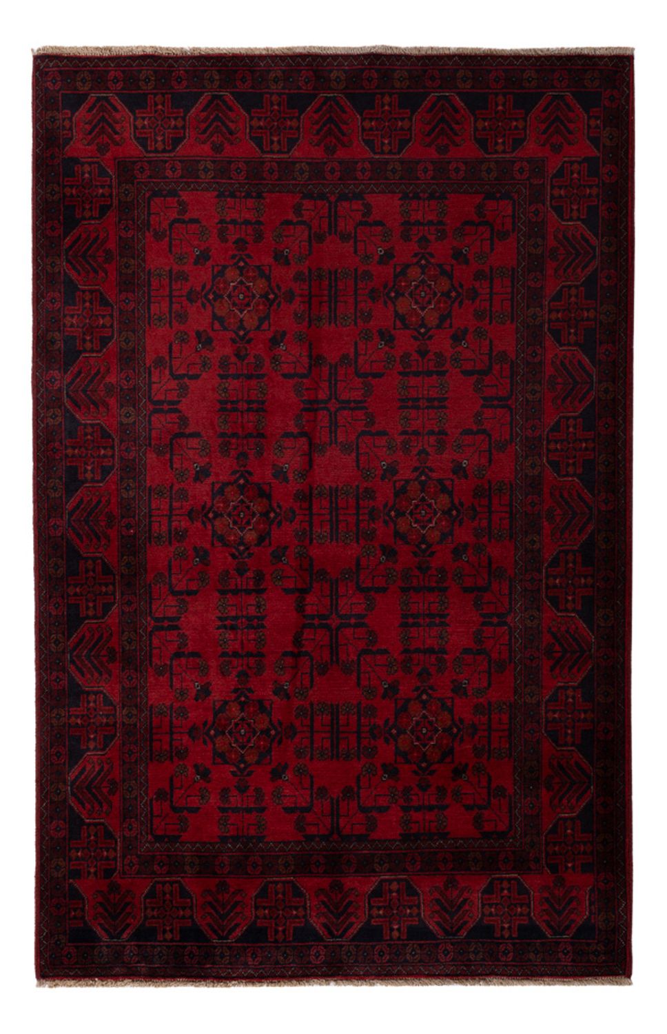 Afghan Rug - Kunduz - 201 x 129 cm - dark red