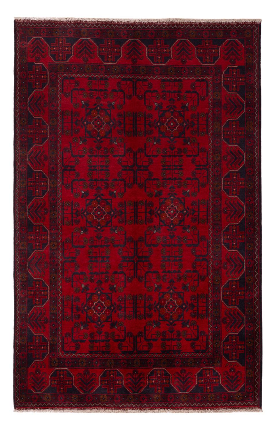 Afghan Rug - Kunduz - 201 x 126 cm - dark red