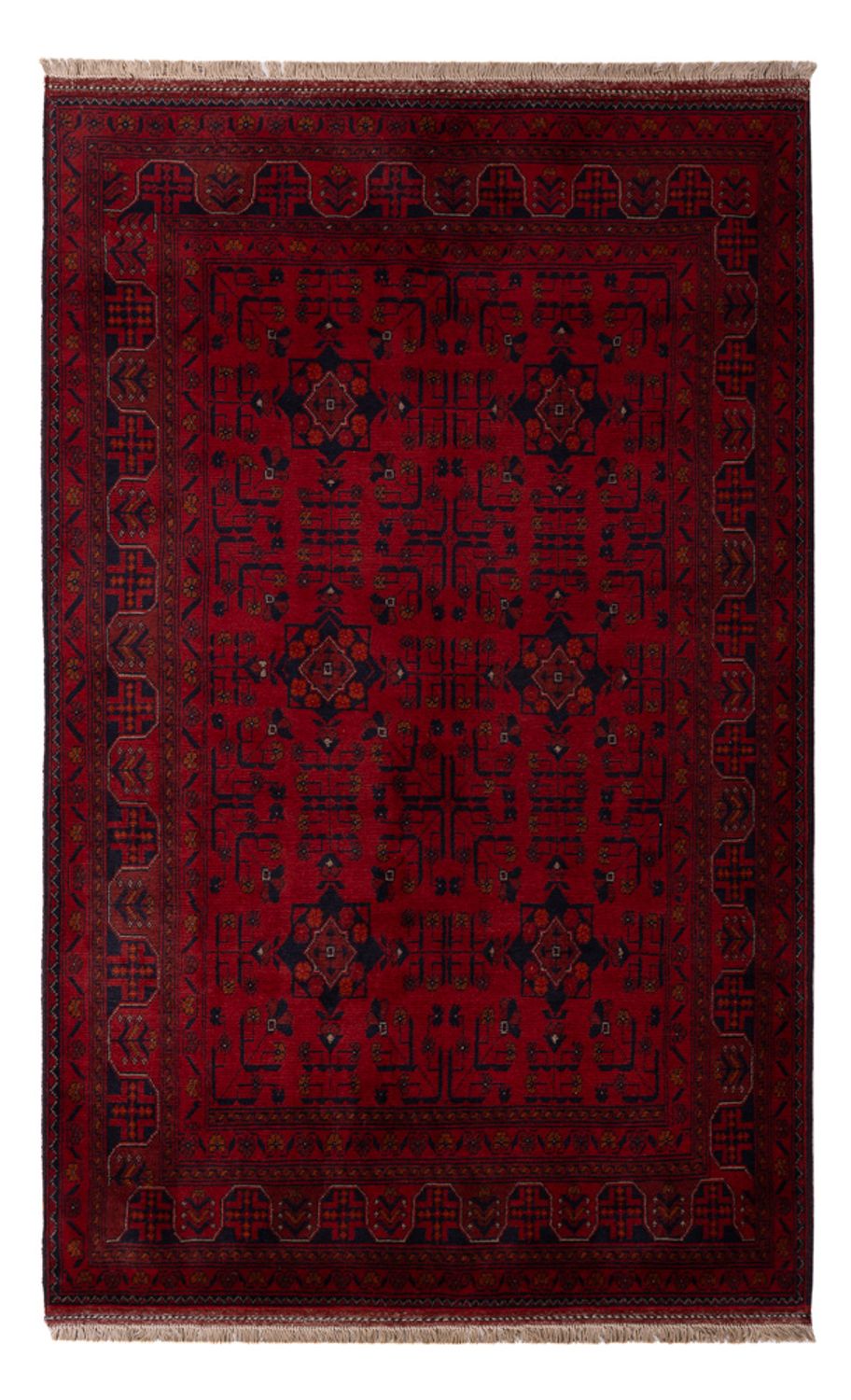 Afghan Rug - Kunduz - 201 x 130 cm - dark red