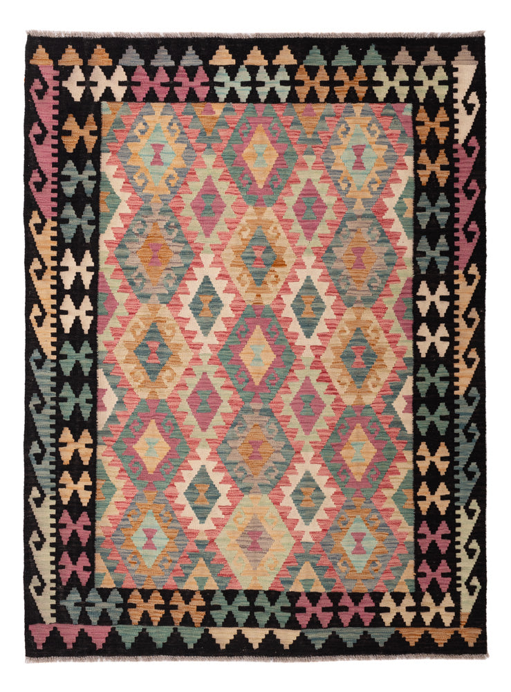 Kelim Rug - Splash - 202 x 153 cm - colorful
