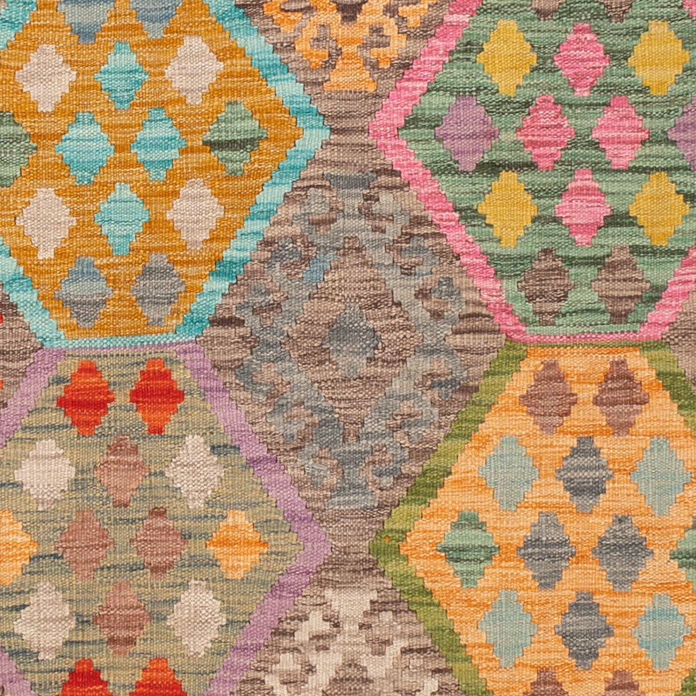 Kelim Rug - Splash - 197 x 158 cm - colorful