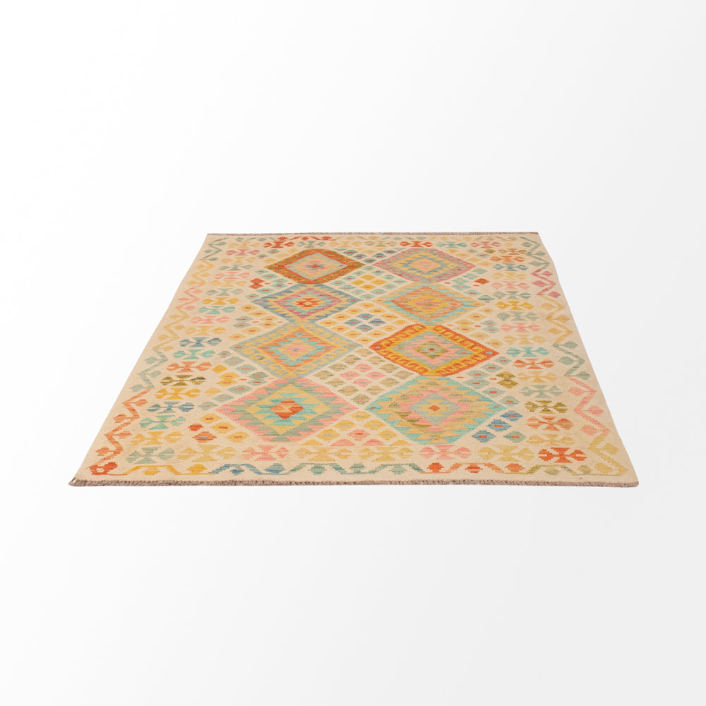 Kelim Rug - Splash - 208 x 145 cm - colorful