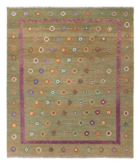 Kelim Rug - Splash - 303 x 258 cm - green