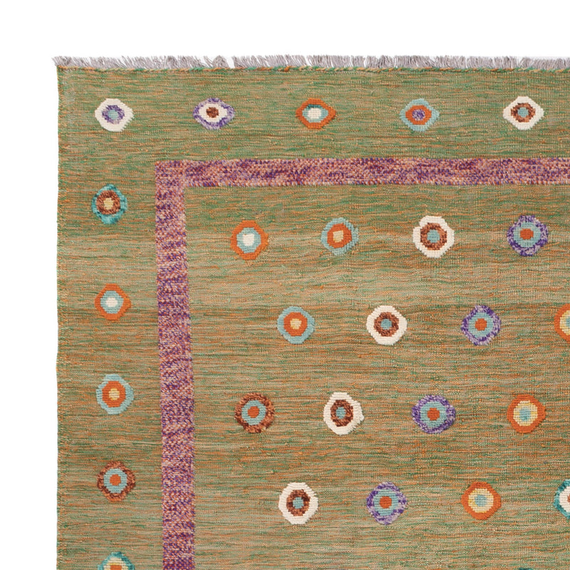 Kelim Rug - Splash - 303 x 258 cm - green