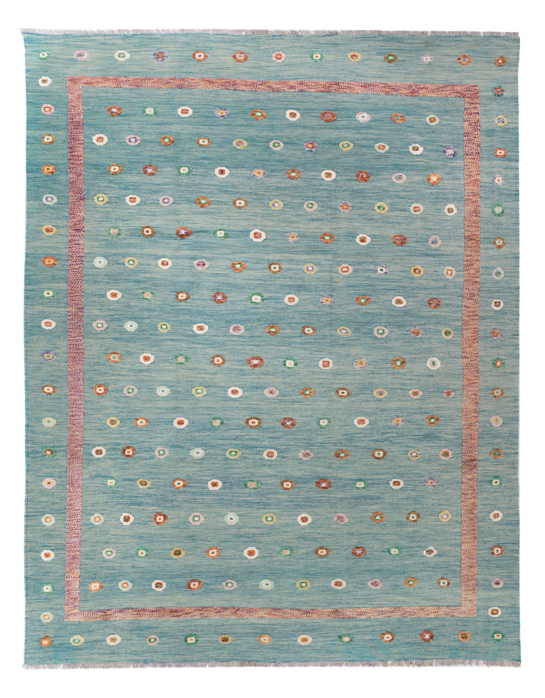 Kelim Rug - Splash - 350 x 258 cm - blue