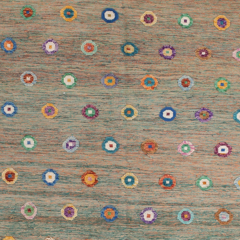 Kelim Rug - Splash - 394 x 313 cm - green