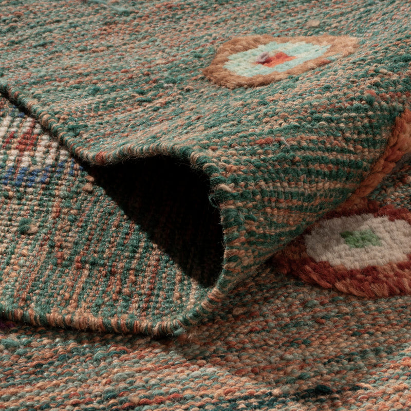 Kelim Rug - Splash - 394 x 313 cm - green