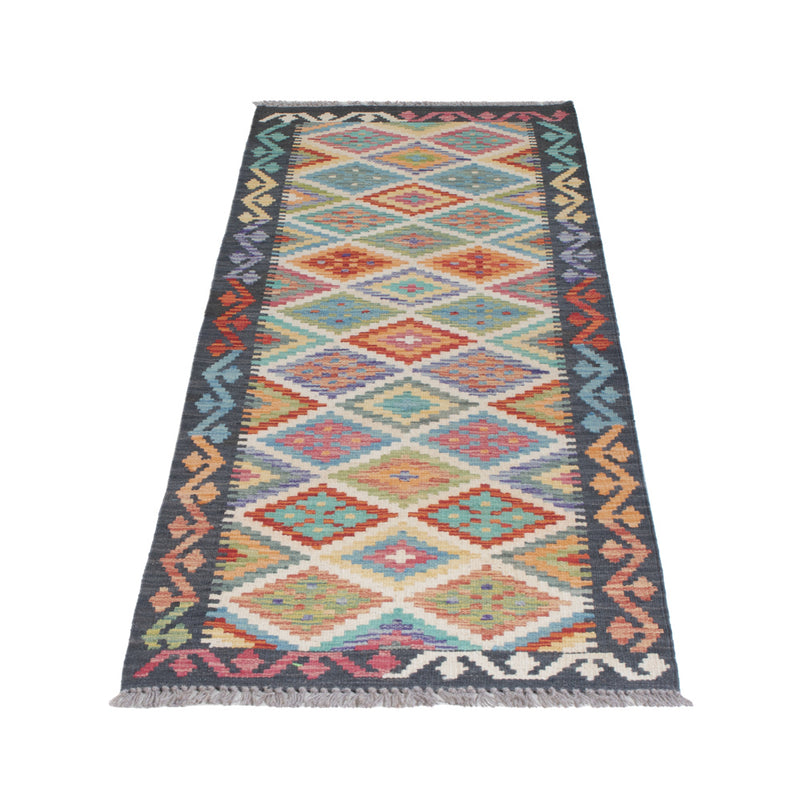 Runner Kelim Rug - Splash - 200 x 61 cm - multicolored