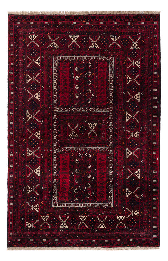 Afghan Rug - 246 x 159 cm - dark red