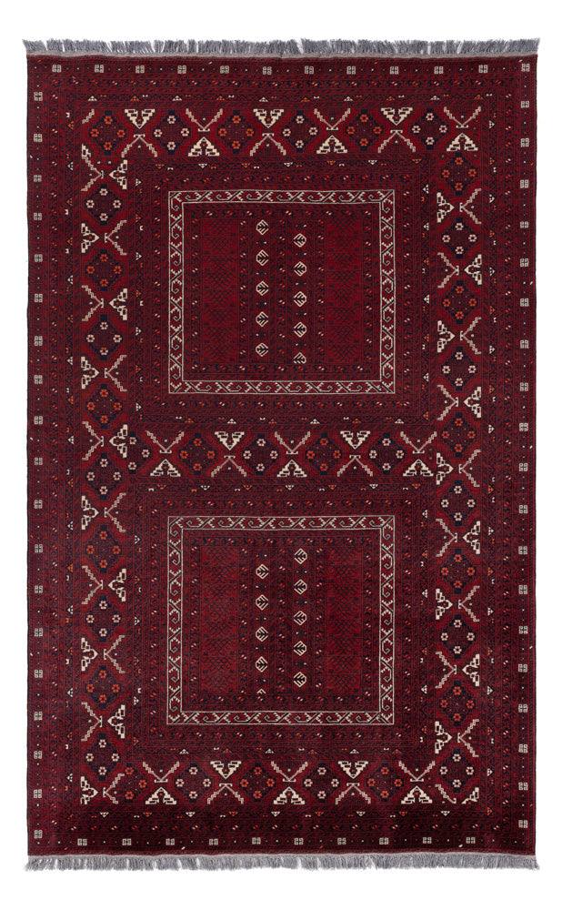 Afghan Rug - 254 x 156 cm - dark red